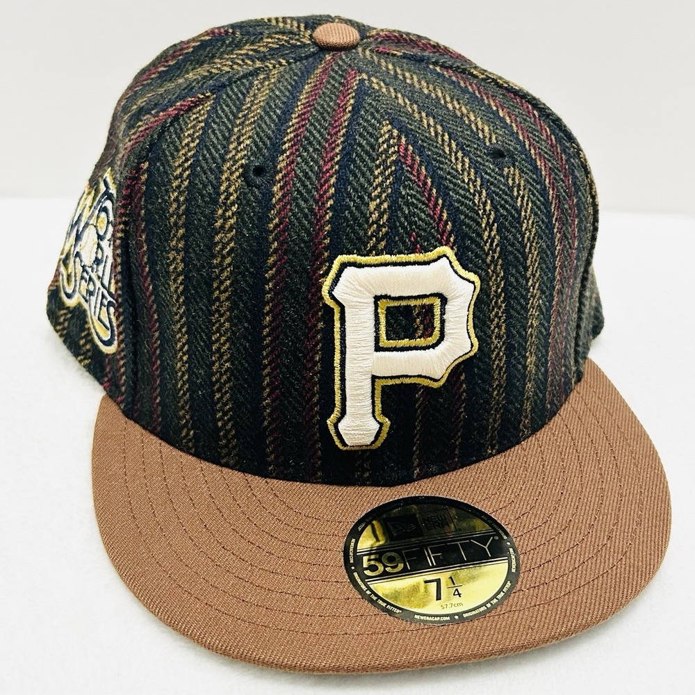 New Era‎ Pittsburgh Pirates Herringbone 59FIFTY Fitted Hat Cap 7 1/4 Brown MLB